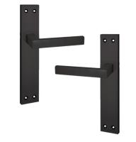 Manetas Puertas Interior Casa - Manillas Puertas Interior Placa Cuadrada 4,5x24,5 cm - Largo Manija 12 cm - Color Negro Mate - Manivelas para Puertas Interior - Material Aluminio Resistente - Diseño Moderno y Elegante - details 1