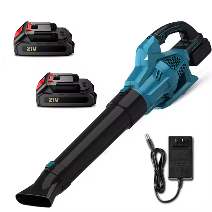 Soplador de hojas inalámbrico de 21 V, 2 baterías + 1 cargador, 6 velocidades, 3000 W, 18 000 RPM, viento potente, ideal para césped, patio y jardín - 1