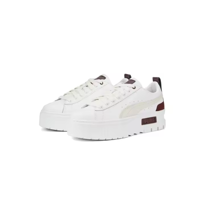 Puma Zapatilla Mujer Mayze Luxe Blanco Burdeos Beige Estilo Rompedor - 1