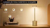 Lámpara De Mesa LED Recargable Toque Metal Con Luz Nocturna Ambiental En Tres Colores Decoración Exterior Creativa Para Dormitorio - details 6