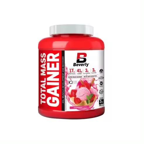 Total Mass Gainer Beverly Nutrition 3 KG Fresa - CARBOHIDRATOS, HIDRATOS DE CARBONO - 1