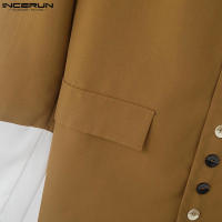 Incern Run Chaqueta De Hombre Estilo Coreano 2024 Moda Casual Con Contraste En Cuello Y Botones Multiseguros Largo Para Callejero - details 20