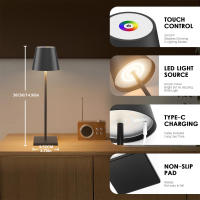Lámpara De Mesa LED Recargable Moderna Táctil Iluminación Ambiente Creativa Para Decoración Exterior Luz Nocturna Dimmer - details 10