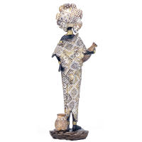 CAPRILO REGALOS & DECORACIÓN Figura Decorativa Multicolor de Resina "Mujer Africana con Jarrones" Adornos y Esculturas. Regalos Originales. Decoración Hogar. 11,50 x 6,50 x 32,50 cm - details 1