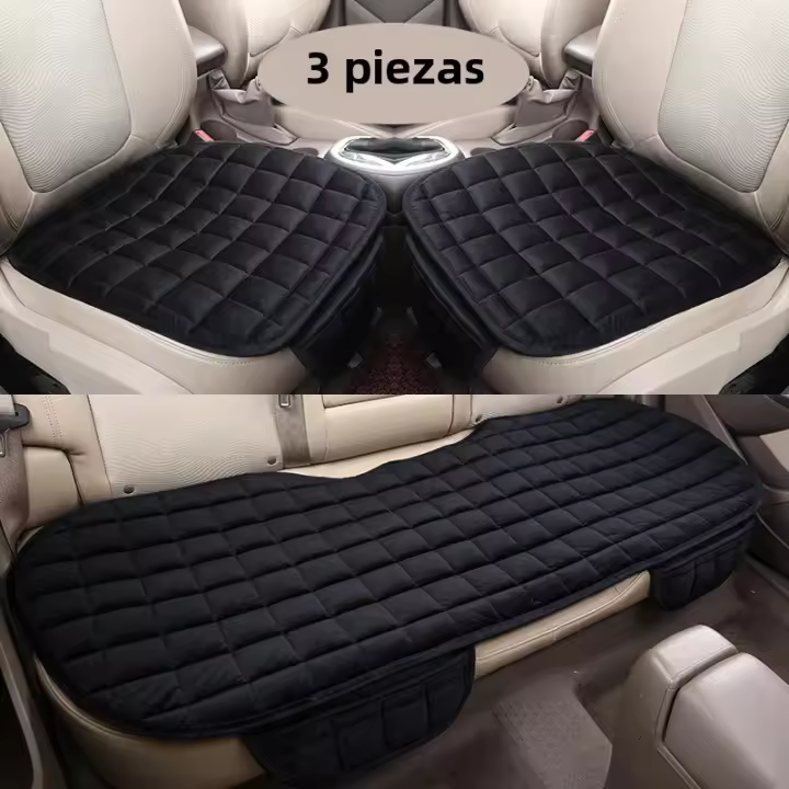 Juego De Cubiertas De Asiento De Coche De Peluche Protector Antisalpicaduras Universal Para Automóviles SUVs Sedanes Hatchbacks Camiones Capa De Cojín Delantero/trasero En Negro Gris Beige - 1