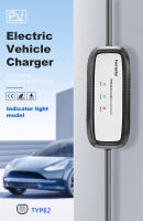 FERRASTAR Cargador de coche,Cargador de coche Eléctrico,Cargador de cocheTipo2,Cargador EV Portátil Tipo 2 de Corriente Alterna (AC) con Estándar Europeo, Cargador para Vehículos Eléctricos, con indicador luminoso, cable 5M y recubrimiento ignífugo de TPU - details 0