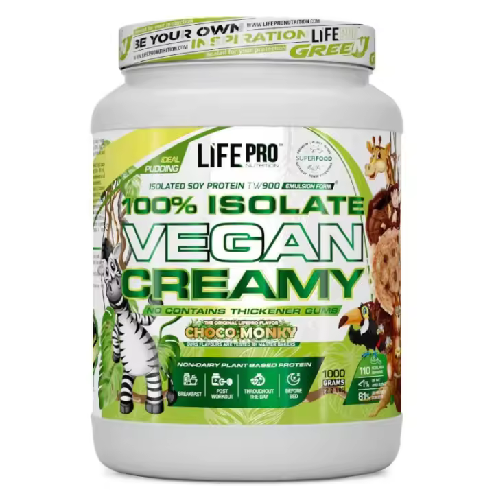 LIFE PRO NUTRITION ISOLATE VEGAN CREAMY 1KG - Proteína de Origen Vegetal Muy Cremosa - Ideal para Dietas Veganas/Vegetarianas - 1