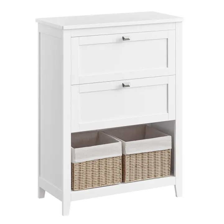 VASAGLE Mueble de Baño, Armario de Baño, 2 Cajones con un Juego de Divisor Regulable, 2 Cestas, Aparador, 30 x 60 x 80 cm, Blanco Nube - 1