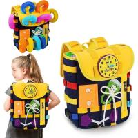 Mochila infantil Montessori con hebillas y cremalleras, juguetes sensoriales Montessori, actividades de aprendizaje a través del juego, se puede guardar y llevar en la espalda, mochila de juguetes de viaje - details 7