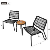 Bistro Set Muebles de Balcón de Maple galvanizado 3 piezas, Cuerda trenzada a mano, tablero de Madera, Silla con capacidad de carga de 160 kg, para Terraza, Jardín y balcón, Negro - details 5