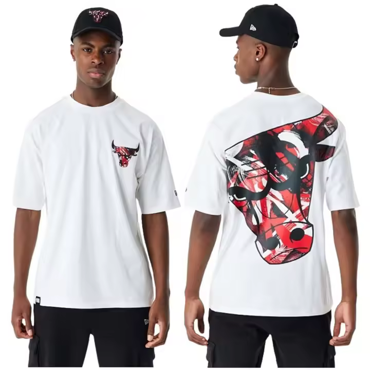 Camiseta de Manga Corta New Era Chicago Bulls Tee Shirt Nba Large Infill para hombre en color blanco - 1