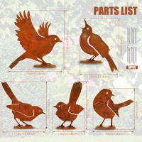 Juego De 5 Ornamentos De Pájaros Rusticos Para Jardín Estatuas De Metal Siluetas Para Decoración De Jardines Al Aire Libre En Vallas Y Ramas - details 1