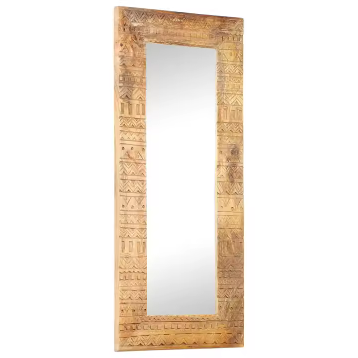 vidaXL Espejo tallado a mano madera maciza de mango 110x50x2,5 cm - 1