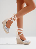 Alpargatas de cuña alta con bordado floral y de hojas - Verano para Mujer - Estilo Bohemio - details 1