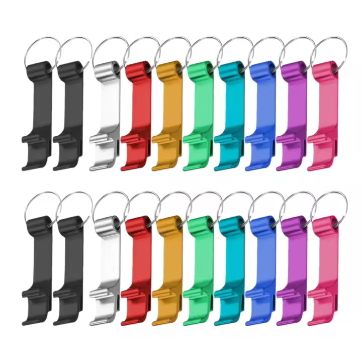 20Pcs Abrebotellas Portátil De Aluminio Con Llavero Para Ceremonias De Boda Y Fiestas Abrebotellas De Bebida Para Cerveza Y Soda - 1