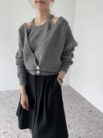 Nueva Estilo Coreano Otoño Invierno Suéter Cardigan V-neck Chaqueta De Cashmere Diseño De Chaleco Dos Piezas Para Mujer Top Jumper - details 4