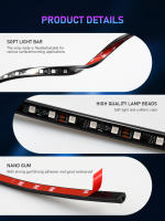 Tira De Luz LED Symphony Para Coche 12V RGB Control Remoto Y Por Voz Iluminación Decorativa Atmosfera Neón Inalámbrica Resistente Al Agua Para Automóvil - details 5