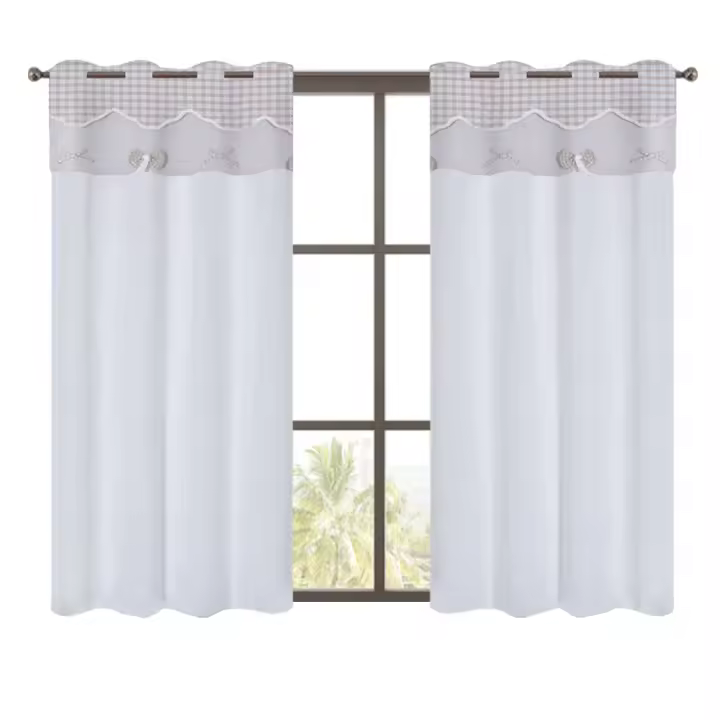 Cortina De Cocina - 60x150cm - 2p, Lazo De Cuadros Beige, Adecuado Para Ventanas De Cocina, Comedores, Marcos De Puertas, 2 Pieza 2025 Nuevo Caliente - 1