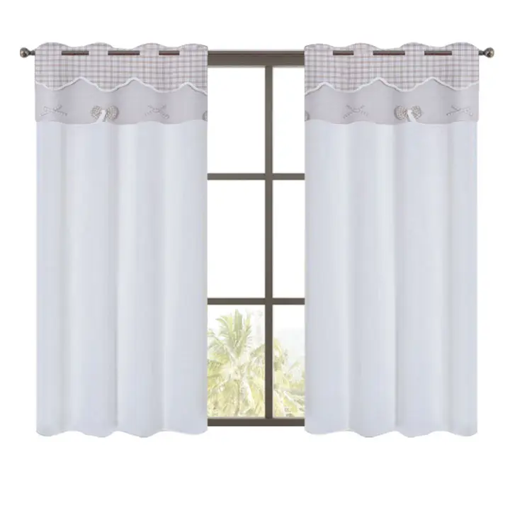 Cortina De Cocina - 60x150cm - 2p, Lazo De Cuadros Beige, Adecuado Para Ventanas De Cocina, Comedores, Marcos De Puertas, 2 Pieza 2025 Nuevo Caliente - 1