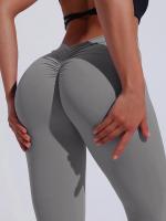 Pantalones De Yoga V-Forma Alta Rebound Levantamiento De Caderas Pleated Sudaderas Entrenamiento Correr Fitness Leggings De Yoga Para Mujer Cintura Elástica Material Poliéster Sin Bolsillos Transpirables Y Cómodos - details 7
