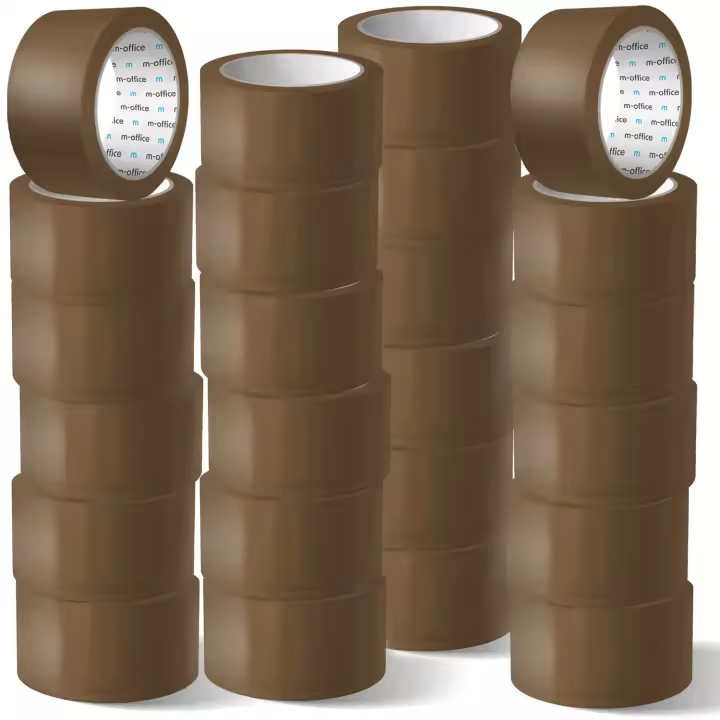 m-office Cinta Adhesiva, Cinta Adhesiva Marrón de Embalar, Rollo de Cinta para Embalaje de Cajas, Envíos, Mudanzas y Manualidades, Precinto Seguro y Resistente, Cinta Adhesiva (24 und, 48mm x 66m) - 1