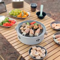Parrilla De Barbacoa Portátil De 28cm Para Hogar Y Camping Carboncillo BBQ Estilo De Malla Sin Humo Con Asa De Madera Acero Inoxidable Fácil De Limpieza - details 4