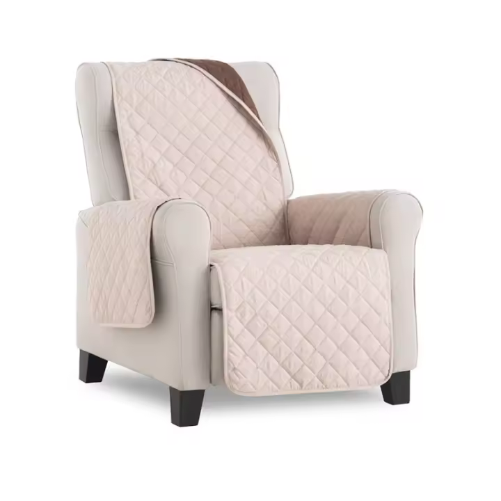 MAXIFUNDAS FUNDAS DE SOFA & CHAISE LONGUE - Cubre Sillón Reversible Beige/marrón para Sillón 1 Plaza - 1