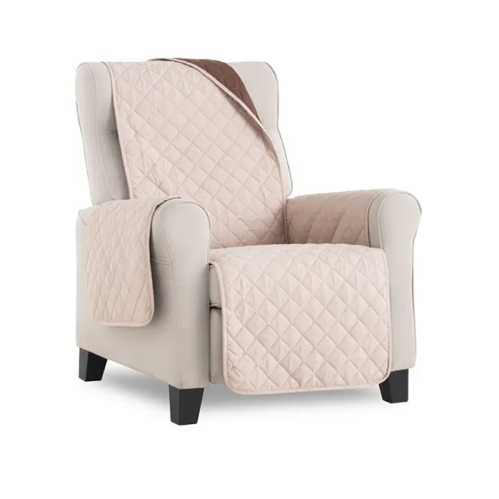 MAXIFUNDAS FUNDAS DE SOFA & CHAISE LONGUE - Cubre Sillón Reversible Beige/marrón para Sillón 1 Plaza - 1
