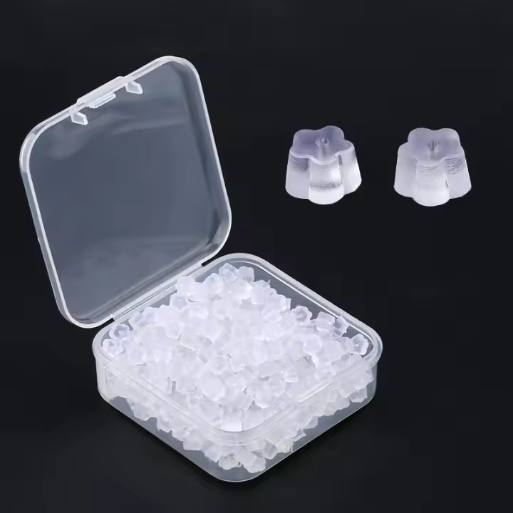 500pcs De 5x3mm Flor Transparente Tapones Para Pendientes De Goma Suave Accesorios De Joyería Material De Silicona - 1