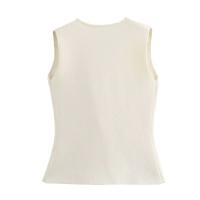 Conjunto De Vestido Y Falda Larga De Punto Para Mujer Estilo Moderno Y Elegante Primavera 2024 Sin Mangas Cuello En V Cierre Único - details 9