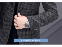 Chaqueta De Moda Para Hombres Estilo Coreano Ajustada Y Elegante Para Otoño Invierno Cierre Simple Traje Casual Grueso - details 3