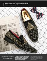 Zapatos Casuales De Cuero Para Hombres Con Diamantes Hechos a Mano En Italia Botines Slip-On Estilo Peluquero Cierre SLIP-ON - details 2