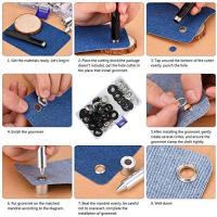 103PCs caja de lápiz ojales para metal lonas ojal costura 14mm ojal kit ojales herramientas de reparación ojales de metal para la ropa de bricolaje lona-tienda de cuero negro y plata - details 2