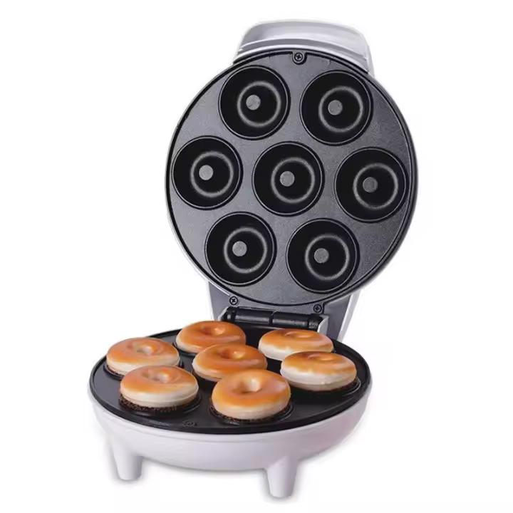 Máquina Eléctrica antiadherente para hacer rosquillas, Dispositivo de cocina de 1200W, 110/240V con 7 orificios para hacer gofres y pastas, enchufe europeo y estadounidense para uso doméstico - 1