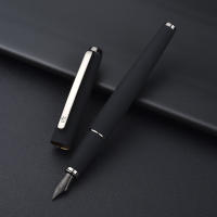 HongDian 517D Pluma Fuente De Tinta Mate Negra Con Clip De Plata Y Punta Curva EF F Para Escuela Y Oficina Suministros De Papelería Regalos - details 1