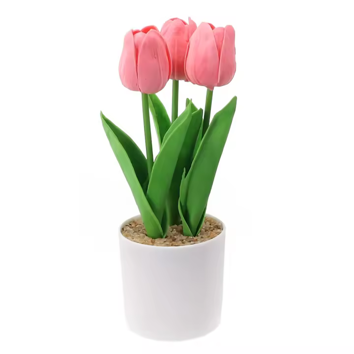 Tulipanes Rosa Naranja Artificial Falsas Plantas De Plástico Para Decoración De Hogar Escritorio Bodas Fiestas Oficina - 1