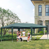 Outsunny Carpa de Jardín 6x3 m Cenador Desmontable Exterior con 6 Mosquiteras Laterales 2 Puertas con Cremallera Impermeable y Ventanas para Terraza Patio Playa Verde - details 1