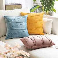 Cubierta De Cojín De Veludo Con Rayas 30x50cm 45x45cm 50x50cm Estilo Boho Farmhouse Amarillo Moderno Cuadrado Suave Para Cama - details 7