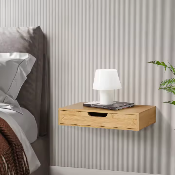 Estante de pared Bokn con cajón hasta 5 kg bambú 40 x 24 x 8 cm - Natural [en.casa] - 1