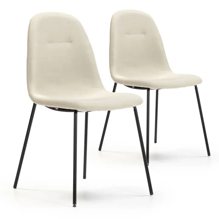 VS Venta-Stock Pack 2 Sillas Brenda Beige Tapizadas en Tela para Salón o Cocina - 1