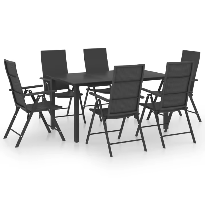 vidaXL Juego de comedor para jardín 7 piezas negro - 1