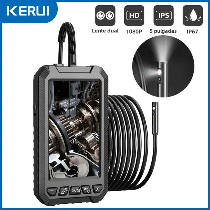 Cámara De Endoscopia Industrial KERUI Dual & Triple Lente Con Pantalla LCD De 5'' Inspección Mini Cámara 1080P Digital Impermeable Para Automóvil - 1