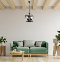 BEL AIR HOME Lámpara Colgante NORA 4xe-14 Negro 25x25x80cm - Iluminación moderna y elegante para tu hogar - details 2