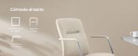 SONGMICS Silla de Oficina Giratoria, Silla de Ordenador, Superficie de PU Fácil de Limpiar, Altura Ajustable, Cómodo Respaldo y Asiento Curvo, Carga de 150 kg, Negro Tinta/Gris Paloma/Rosa Pastel/Beige Capuchino - details 1
