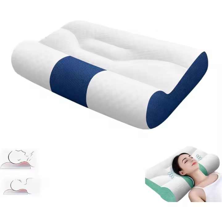 Almohada Pinnoize, nueva almohada de plumón de ganso (2025), que mejora el sueño y ofrece soporte cervical, ideal para dormir (azul, pequeña) - 1