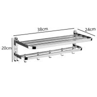 Rack De Toallas De Acero Inoxidable Plegable Sin Perforar Estante De Baño Con Ganchos Para Cocina Y Baño Organizador De Almacenamiento - details 5