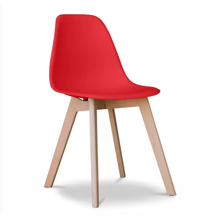 ORION91 Silla ARA Color Rojo y Patas Haya 46x55x83 cm Comedor Oficina Salón Teletrabajo Cocina – SpazioLuzio - 1