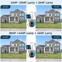 Cámara de vigilancia exterior con doble lente y pantalla dual, wifi, 4K HD, 8MP, PTZ, cámara de seguridad IP CCTV con visión nocturna a color, aplicación ICSEE - details 1