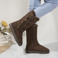 Botas De Nieve Clásicas De Peluche Para Mujer Botines De Piel De Oveja Calientes Invierno Nuevo 2024 Botines De Almohadilla De Poliuretano Suela De Madera Botas De Rodilla Alto Material De Suela De Terciopelo - details 10