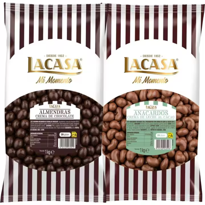 Lacasa Mi momento Pack 2 kg: deliciosas bolas de  Almendra con chocolate Negro y  Anacardo leche - 1